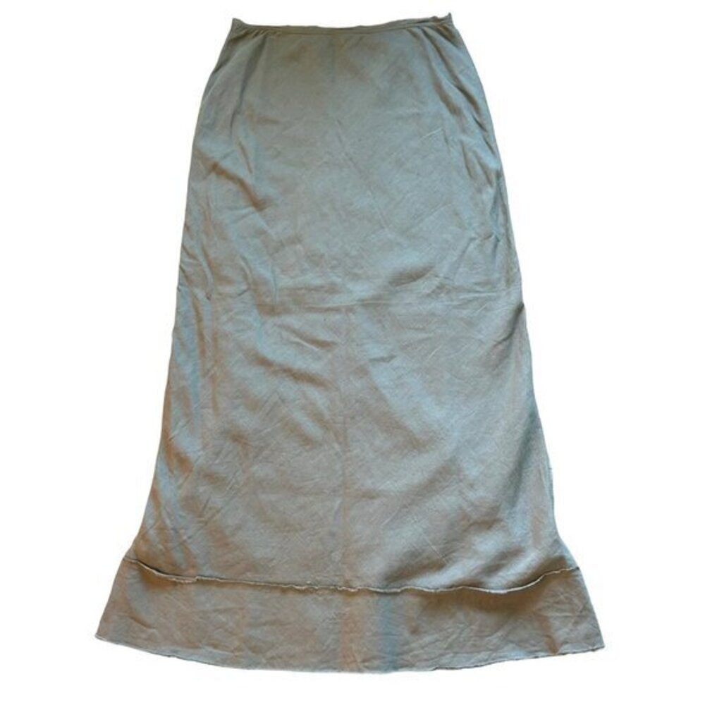 Topshop Skirt Size 12 Linen Cotton Modest Maxi Boho A-Line Zip Lined Green‎ NWT